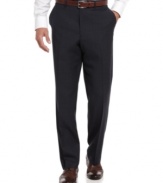 A subtle navy plaid adds a fine line to your dress wardrobe. These pants from Lauren by Ralph Lauren make the cut.