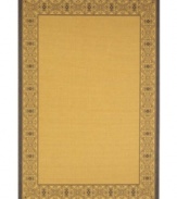Borrowing from the beautiful tradition of courtyard styling in warm-weather locales, Safavieh's Courtyard collection has a distinctly Mediterranean feel. A special sisal weave allows for a superior clarity of detail, while enhanced polypropylene makes these rugs thankfully low-maintenance and durable. This textured rug features a warm, sandy interior framed by a delicately woven, geometric border. Perfect for indoor or outdoor spaces. (Clearance)