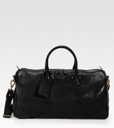 A timeworn vintage quality exudes from this handsome leather duffel, exquisitely crafted in soft, supple vachetta leather. Zip closure Top handle Adjustable, detachable shoulder strap Exterior, interior pockets Fully lined 19½W X 10H X 12D Imported 