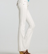 White jeans are a spring sensation and this pair from Hudson is fabulous for a head-to-toe monochromatic look. In a timeless silhouette, a seasonal investment piece.