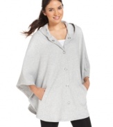 A poncho from Style&co. Sport looks fashionable whether your running around town or lounging at home. Terry sweatshirt-style fabric gives it a cozy feel.