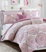 A mesmerizing landscape of circles in rich, Caribbean hues are the focal point of this Belize duvet cover set for a statement-making, whimsical look. Shams and decorative pillows add extra depth to your bed with a coordinating color scheme.