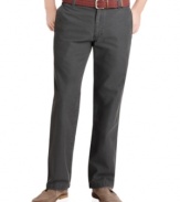 These Izod flat front cotton twill chinos blend a durable design with a soft comfortable feel.