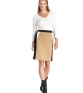 A touch of colorblocked detail makes this pencil skirt from Calvin Klein completely contemporary.