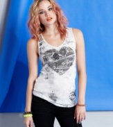 Step-up your tank game with a style from Eyeshadow that boasts a cool, studded heart print!