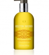 Resonating with precious myrrh and majestic perfume oils. This opulent hand wash is inspired by the gifts of Ancient Persia. Its luxurious lather helps deep cleanse and condition, while leaving your hands with the transcendent aromas of cypress wood, warm musk and smoked incense. 10 oz. 