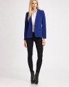 The impeccably-tailored blazer-the staple of any wardrobe-sleek and fitted for a modern silhouette.Notch collarLong sleevesChest pocketPrincess seamsSingle button closureFlap pocketsVented back flapAbout 23 from shoulder to hem91% viscose/9% elastaneDry cleanMade in USA of Italian fabricModel shown is 5'10 (177cm) wearing US size 4.