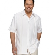 Classic casual style. With this short-sleeved shirt from Cubavera the only thing missing from your laid-back look is a cocktail with a plastic umbrella.