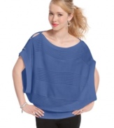 Get stylish in a top from BCX that abounds in cool details, from the button-up shoulders to the semi-sheer stripes!