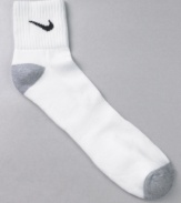 From Nike, a three pack of accommodating quarter socks designed to give you long-lasting comfort at the gym.