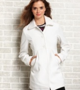 A two-button closure and thigh-grazing length equip Krush's wool-blend coat with an elegance that's always in style.