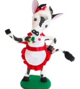 Have a cow. Count down 12 days of Christmas with the crafted details and literal whimsy of Annalee's Maids-A-Milking figurine. Soft, flexible features allow for easy positioning.