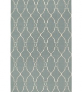 Stunning in its simplicity, this artist-designed area rug from Surya brings a calming beauty to any area in your home. Interlocking lines crisscross against a soft sky-blue background, creating a chic lattice-like pattern that's stylishly simple.