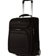 Tailored to the traveler's needs, this Samsonite suitcase is designed with a slender, streamlined shape that doesn't compromise capacity. Lightweight even when loaded, it's full of features to encourage a stress-free getaway, including interior mesh pockets, a removable 3-1-1 toiletry bag and a wet-pack laundry pouch. 10-year limited warranty. Qualifies for Rebate