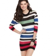 Scholarly stripes get a hot-girl upgrade with this itty-bitty sweater dress from Say What? – a worthy companion to your fun accessories!