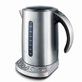 This clever kettle features a state-of-the-art electronic heating system that quickly brings water to a specific temperature depending on the type of tea-green, white, black or oolong-and maintains it for up to 20 minutes. It has a French-press coffee setting for those moments when you need a bit more kick. Water-level indicators and measurement markings on both sides of kettle make it easy to read, and it lifts off the base for convenient carrying and pouring.