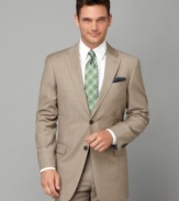 Timeless sophistication and modern comfort go hand in hand with this smooth sharkskin suit jacket from Tommy Hilfiger.