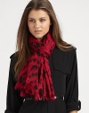 A bold animal print with baby fringe details. 35% cashmere/35% silk/30% woolAbout 55 X 74¾Dry cleanMade in Italy