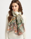 EXCLUSIVELY AT SAKS. A light linen design with a colorful border print. LinenAbout 25 X 72Dry cleanImported 
