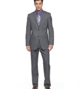 Not sure if the suit makes the man? Try on this slim-fit gray striped style from DKNY and see if you don't feel like a winner.