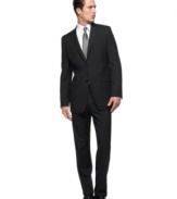 Whether your office is on Wall Street or Main Street, this sleek, slim-fit suit from DKNY offers all the modern attitude you need.