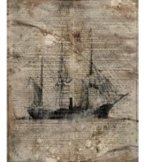 Inspire an air of literary intrigue in your home office or study with this abstract Leftbank wall art of a mysterious pirate ship printed on a reproduction of an old document.