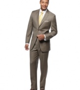 Kick it into neutral for all-day sophistication in this tan glen plaid suit from Jones New York.