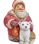 Tis' the season to decorate your tree with this unique treasure from DeBrehkt. Features Santa Claus and cuddly polar bear embellished with hand painted details.