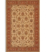 Reinterpreting the rustic charm of the world's most legendary antique carpet designs, this rug is painstakingly crafted to capture the abrash or stria effect often associate with aged vegetable dyes. After weaving, each rug is given a special antique wash to further harmonize the colors with a rich vintage patina.