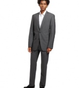 Amp up your suit collection with this confident textured version from Bar III.