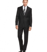 You can never go wrong with a classic. This black suit from Hart Shaffner & Marx has stylish staying power in your dress wardrobe.