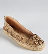 Python embossed leather dresses up a flat espadrille silhouette from Andre Assous.