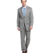 An eternally sophisticated gray suit is right at home in any wardrobe. This look from Izod is an all-around winner.