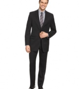 Whether your office is on Wall Street or Main Street, this sleek, slim-fit suit from DKNY offers all the modern attitude you need.