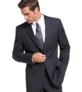 A subtle navy plaid adds a fine line to your dress wardrobe. This blazer from Lauren by Ralph Lauren makes the cut.