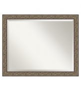 A black-washed golden hue and classic vine motif make this wall mirror at home in refined country decor. The narrow bronze frame and beveled mirror edge put the focus on your reflection and accent the bedroom, dining room or foyer with a distinctly feminine grace.