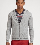 EXCLUSIVELY OURS. An essential layering piece on cool, breezy days and active weekends, pair this lightweight cotton knit with your favorite tee and and casual trouser.Zip frontAttached hoodCottonMachine washImported