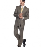 Kick it into neutral for all-day sophistication in this taupe sharkskin suit from Jones New York.