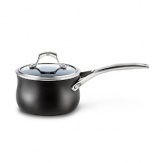 This Calphalon sauce pan with lid boasts the revolutionary Unison Slide Nonstick surface which releases foods effortlessly, making even the most demanding culinary creations simple to prepare. A heavy-gauge bottom provides even heating and prevents sauces from scorching, while the high sides and narrow opening control evaporation. Handles stay comfortably cool on the stovetop.