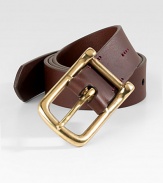 Equestrian-inspired buckle accents this smooth, simple design of fine leather.LeatherAbout 1½ wideImported