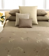 Nature inspired! This Sapling duvet cover from Calvin Klein Home creates a calming effect in your bedroom with muted floral designs over an earth tone landscape. Hidden button closure.