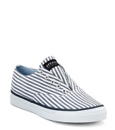 A laid-back sneaker from Sperry Top-Sider, dressed up and ready to go in an allover stripe print.