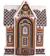 When they're not in his workshop, Santa's little helpers prep for Christmas in his Victorian chalet. Handcrafted like a gingerbread house, it's decked for the holidays year-round with a fudge-brown roof, cookie clock and frosted trim.