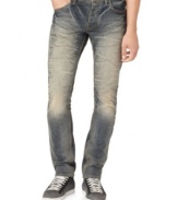 A white fade and distressed details give these Calvin Klein jeans a cool edgy style.