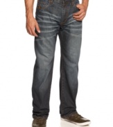 Add a vintage touch to your denim with these original fit jeans with whiskering detail from Rocawear.