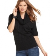 Warm up in this cable knit sweater from Sequin Hearts ... pair it with jeggings for a super-cute, fall look!