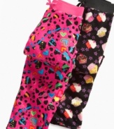 So much more fun-and so much warmer!-than sweatpants: Cupcake- or heart-printed woobie pants from Planet Gold.