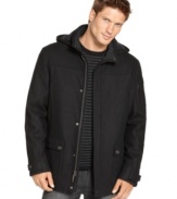 Face the elements with confidence in this stylish water and wind-resistant coat from Hawke & Co.