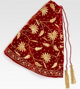 EXCLUSIVELY AT SAKS.COM. A handcrafted velvet tree skirt combining Christmas tradition with artisanal detail, from renowned designer Sudha Pennathur. Thread and pearl-bead embroidery50 diam.VelvetDry cleanImported