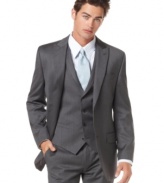 Update your collection of classic, fine-tailored suits with this timeless gray jacket.